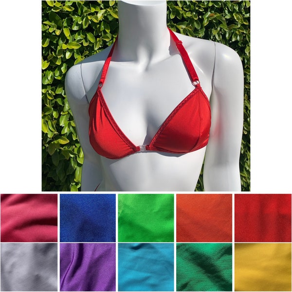 Solid color burlesque bra triangle top