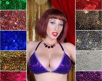 Sequin bikini top burlesque bra