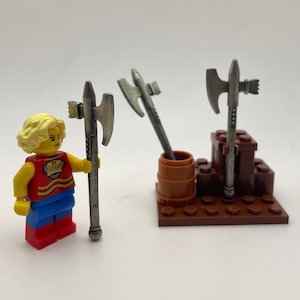 Metal Minifig Poleaxe, Compatible to all minifig, Anniversary Gift for Him, Boyfriend Gift for Men