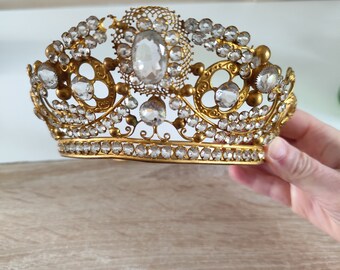 tiara con corona in ottone vintage