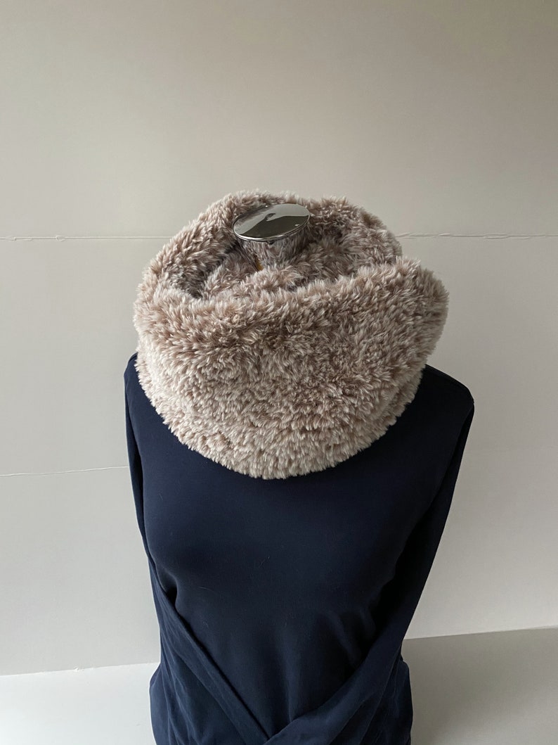Faux Fur Luxe Cowl Two Beige tipped with Cream Soft and Lovely image 4