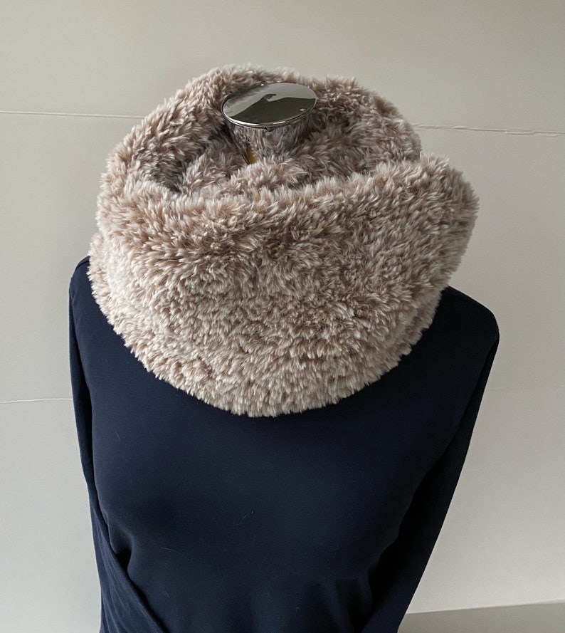 Faux Fur Luxe Cowl Two Beige tipped with Cream Soft and Lovely image 1