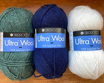 Berroco Ultra Wool Yarn - 3 balls Superwash Wool - Destash - Free Shipping - Lovely!