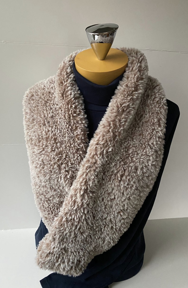 Faux Fur Luxe Cowl Two Beige tipped with Cream Soft and Lovely image 6