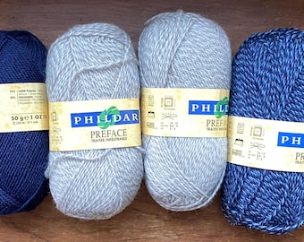 Phildar Preface, 5.5 balls Sock Yarn in 3 Colorways - Wool Blend - Destash