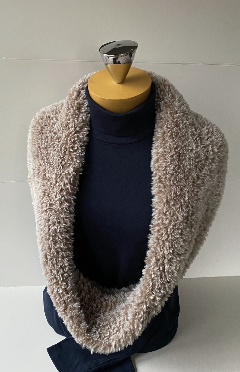 Faux Fur Luxe Cowl Two Beige tipped with Cream Soft and Lovely image 5