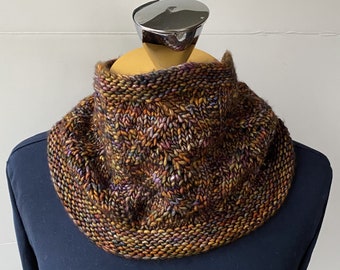 Autumn Leaves Cowl - Soft Wool Handknit in Rich Autumnal Colors - Soft and Lovely!