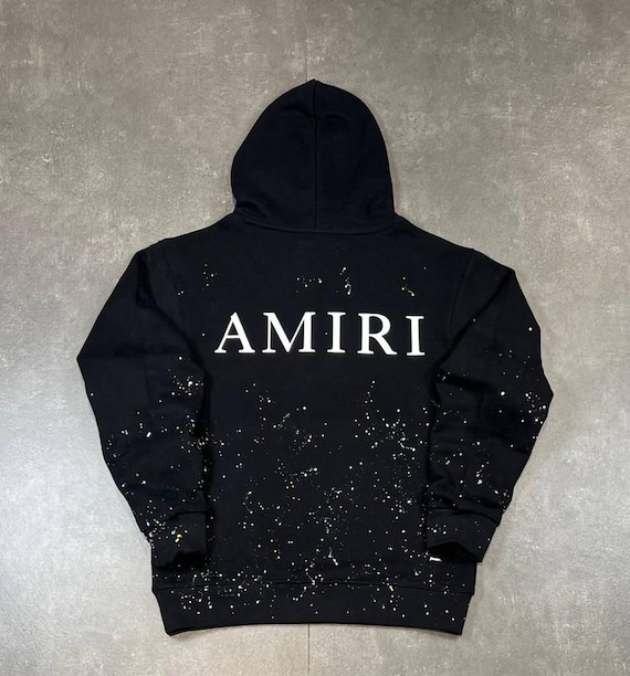 AMIRI Splatter Hoodie Black with White Logo
