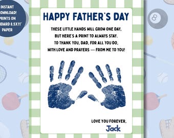 Father&#39;s Day Handprint Craft Father&#39;s Day Sunday School Handprint Craft Printable Gift for Dad Father&#39;s Day Handprint Art