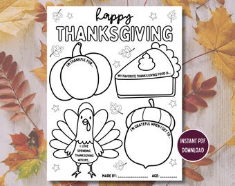 Feuille de coloriage « Remerciant pour » à imprimer : activités manuelles « Remerciant pour » d'automne (téléchargement PDF)