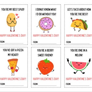 Druckbare Valentinstagskarten im Klassenzimmer, Valentinstagskarten im Klassenzimmer für Kinder, Geschenkanhänger zum Valentinstag, Essen zum Valentinstag