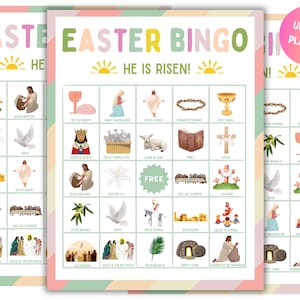 Oster-Bingo Bibel-Bingo für Ostern Osterspiele Druckbare Osterspiele Osterspiele Christliche Osterspiele für Kinder