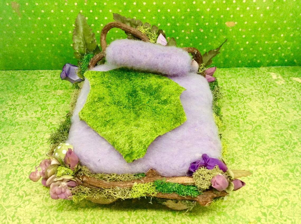 Lavender Fairy Bed Easter Gnome Bed Fairy Dollhouse Etsy