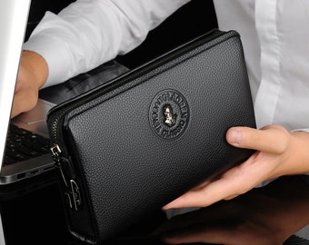 Men's Business Casual Clutch New Soft Leather Clutch Work Essential Man's Accessory Elegant Man's Workplace bag Formal Ware Men'sFashion