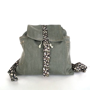 Sac à dos Jean, sac à dos recyclé, sac d'école en denim vert, sac de voyage en jean, sac de week-end décontracté, sac en jean végétalien, sac à dos pour femmes, boutique Canada
