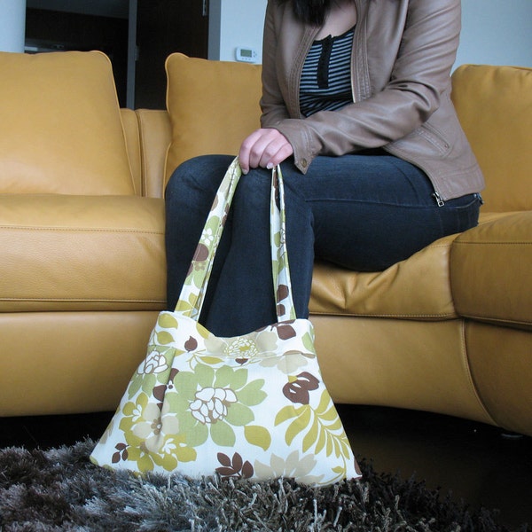 Cotton Handbag - floral summer purse - non leather handmade bag