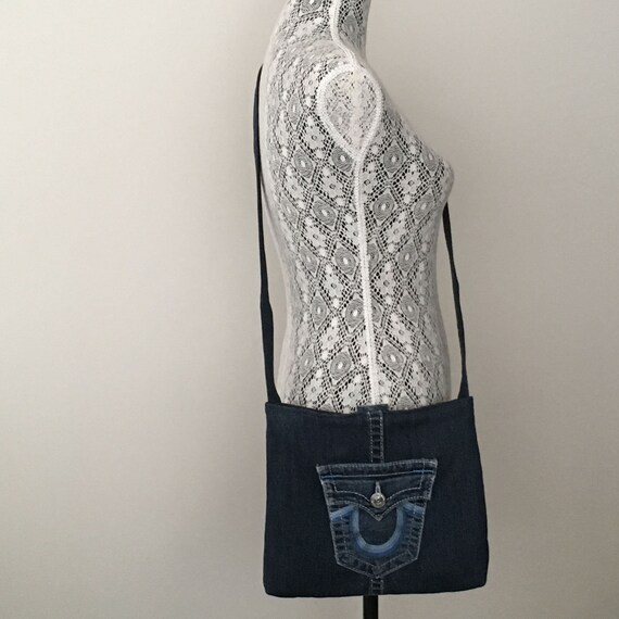 blue jean crossbody purse