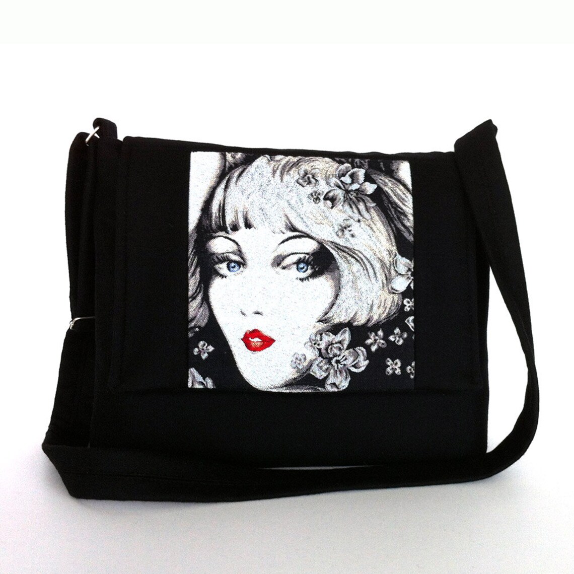 Black Messenger Bag Crossbody Bag Women Office Bag Side Purse Etsy