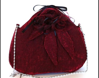 Evening bag , Party purse with chain strap , Red purse Steampunk bag Christmas party bag Bridesmaid Evening purse evening Bag with handle