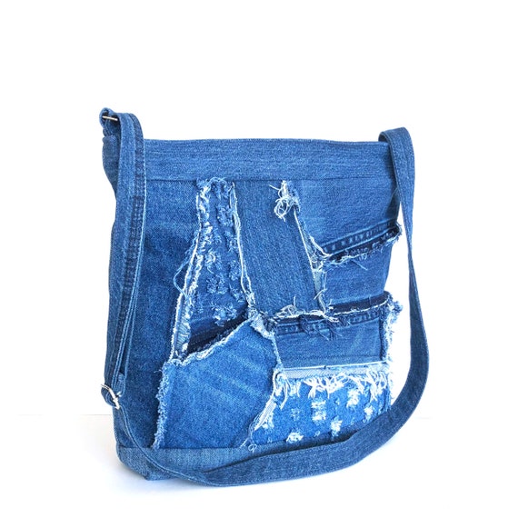 blue jean crossbody purse