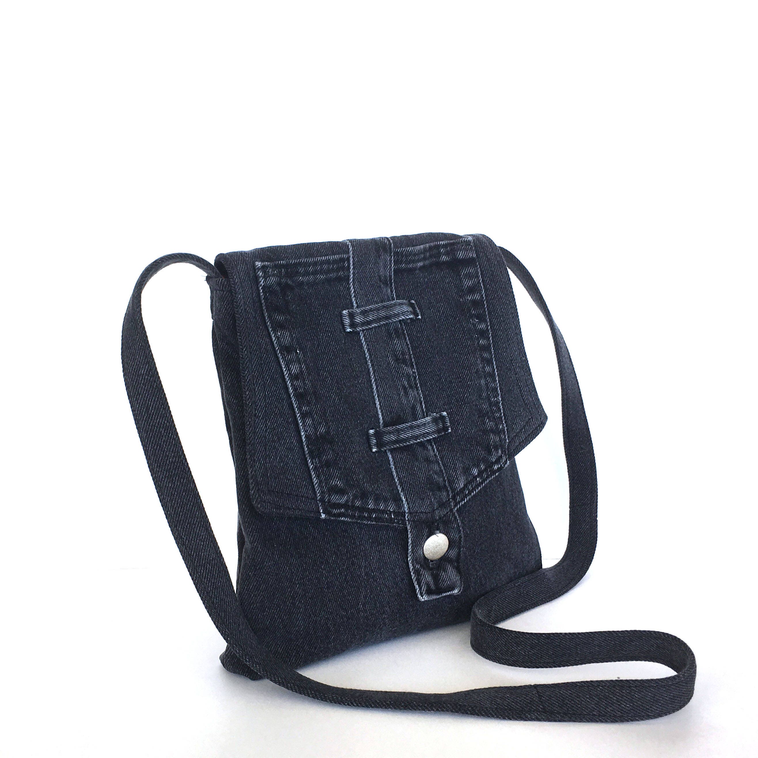 Small crossbody bag Recycled jean messenger bag Travel Etsy