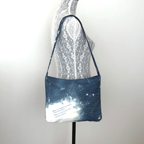 Denim Shoulder Bag Blue Jean Bag With Quote Quote Bag Blue Shoulder Purse Women Shoulder Bag Bag With Rumi Poem denim Bag With Handle Etsy