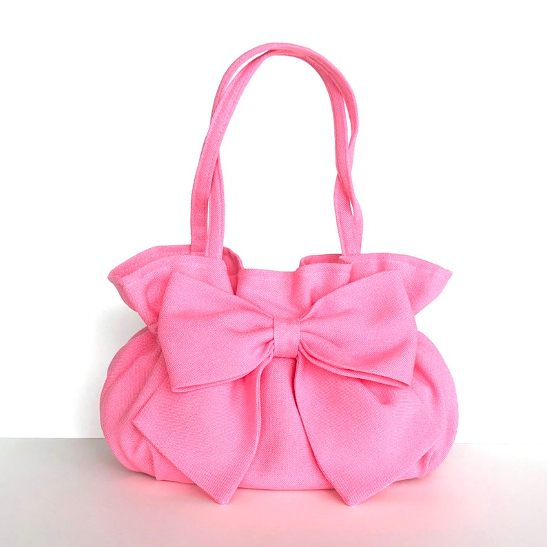 Pink summer handbag bow purse in pink fashion bag girly | Etsy