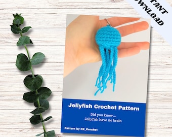 Crochet Jellyfish Keychain, Easy Crochet Pattern, PDF Pattern, Jellyfish Keychain Crochet Pattern, Easy Amigurumi Keychain, Instant Download
