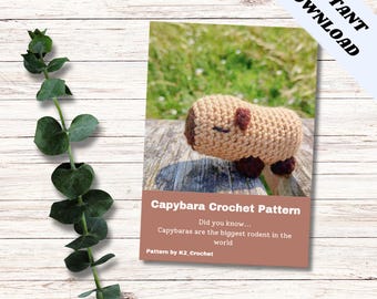 Patrón Capibara Amigurumi Crochet, Patrón Amigurumi Crochet, Capibara de costura baja, Peluche lindo, Tutorial amigurumi digital PDF