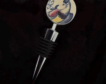 Thames Mudlarked Vintage "Quirky Bird" Keramik Skärva Flaskpropp