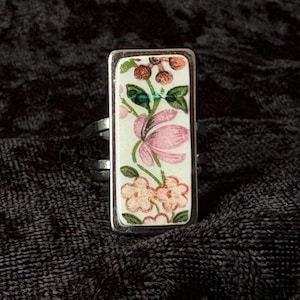 Anello &quot;Statement&quot; con motivo floreale vintage Thames Mudlarked: acciaio inossidabile