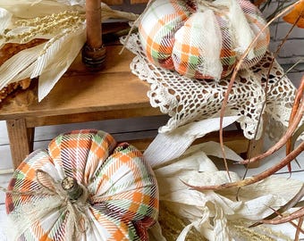 Fabric Fall Pumpkin: Farmhouse Tiered Tray Decoration