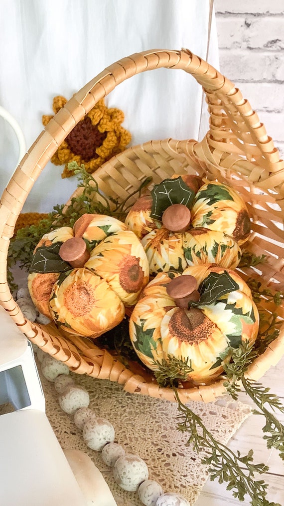 Sunflower Pumpkin Tiered Tray Decor (4.25” Diameter)