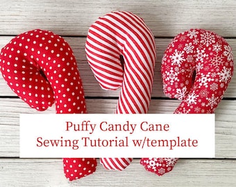 Candy Cane Sewing Template | Candy Cane DIY | Candy Cane Pattern | PDF | Farmhouse Christmas Decor | Christmas Tiered Tray Decor