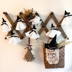 Witch Ghost Garland, Ghost Bunting, Halloween Garland, Halloween Banner, Halloween Mantle, Halloween Peg Rack Decor