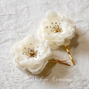 Bridesmaid Hair Flowers - Flower Girl Hair Pins -  Wedding Accessories - Wedding Mini Hair Flower Bobby Pins - Christie