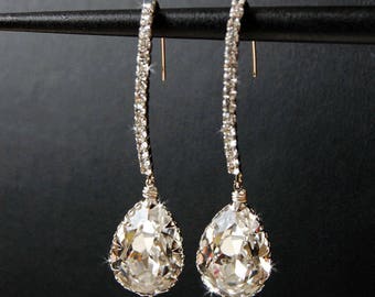 Wedding Earrings, Bridal Chandelier Swarovski Crystal Cubic Zirconia Drop Earrings, Wedding Jewelry  - Decadence