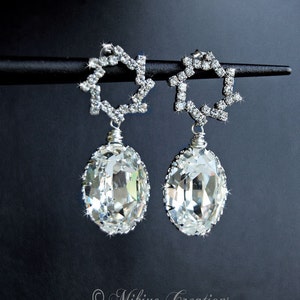 Wedding Earrings, Bridal Chandelier Swarovski Crystal Cubic Zirconia Drop Earrings, Wedding Earrings - Glistening Amanda