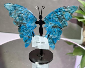 Blue Apatite Crystal Butterfly Wings: Throat Chakra Decor