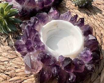 Amethyst Cluster Candle Holder Table Wear wedding decor