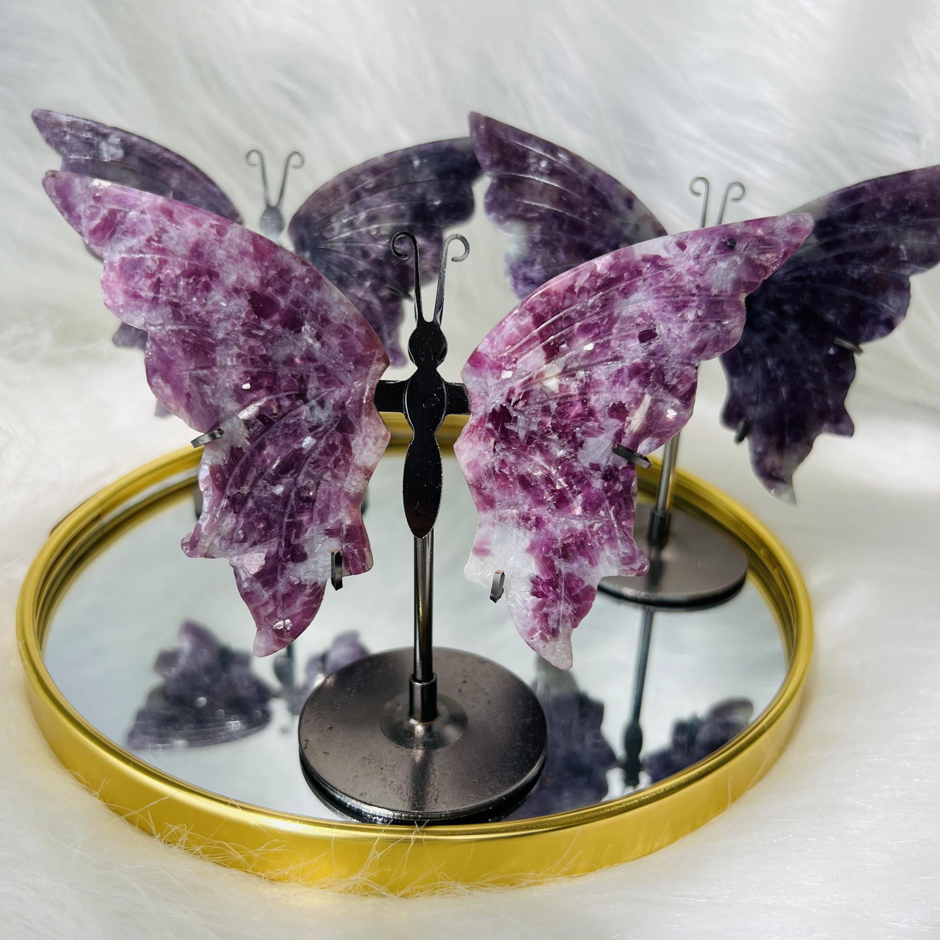Purple Mica Lepidolite Baby Butterfly Wings Crystal Wings