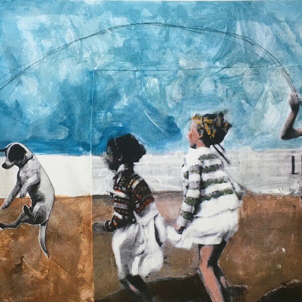 children jump rope /quality art print /heather murray/art tells a story/limited series/ mixed media artist/collectable