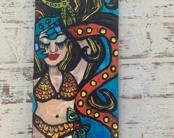 RhondaK Large 11x24” Brunette bathing beauty Fights Stress and Anxiety with the Powers of her inner Beach
