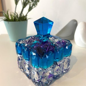 Boite à bijoux forme carrée Bleue et violette