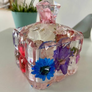 Boite à bijoux forme carrée Transparente fleurs