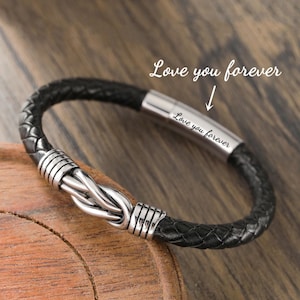 Oma en kleinzoon voor altijd aan elkaar verbonden gevlochten leren armband, herenarmband, afstudeercadeau, verjaardag kerstcadeau voor hem