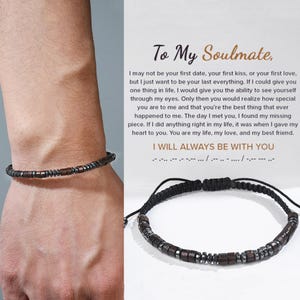 Morse-Code Holzperlenarmband: Ich werde immer bei dir sein Geheime Nachricht, Soulmate Geschenk