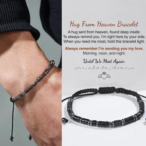 Morse Code Memorial Bracelet: Tiger's Eye, Hematite, Loss of Husband Dad Baby Remembrance