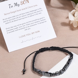 Hämatit Armband im Morsecode: Ich liebe Dich geheime Nachricht, geflochtener Schmuck