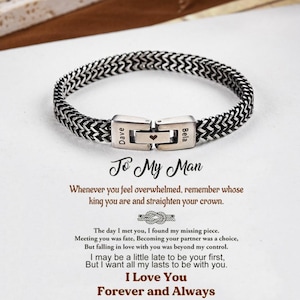 A mi hombre, te amo por siempre y siempre pulsera, pulsera de hombre personalizada, pulsera personalizada, regalo de esposa marido, regalo de Navidad de cumpleaños
